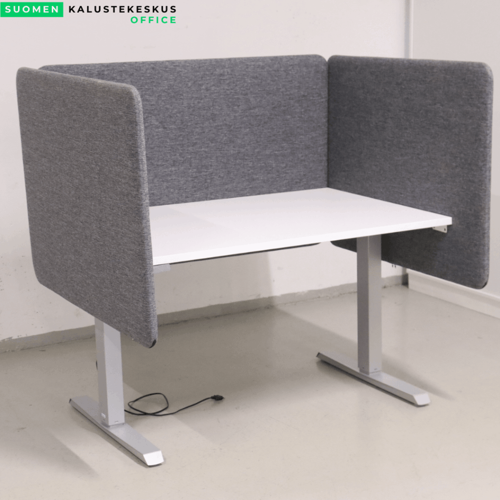 Narbutas harmaa akustoiva pöytäsermi kokonaisuus 120* cm pöytään Toimistoplus Käytetyt toimistokalusteet